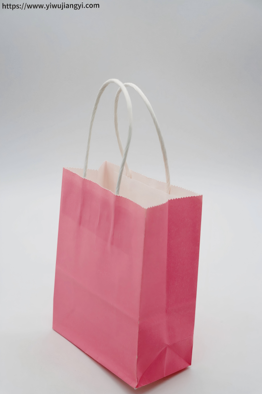 Light pink solid color kraft paper tote bag