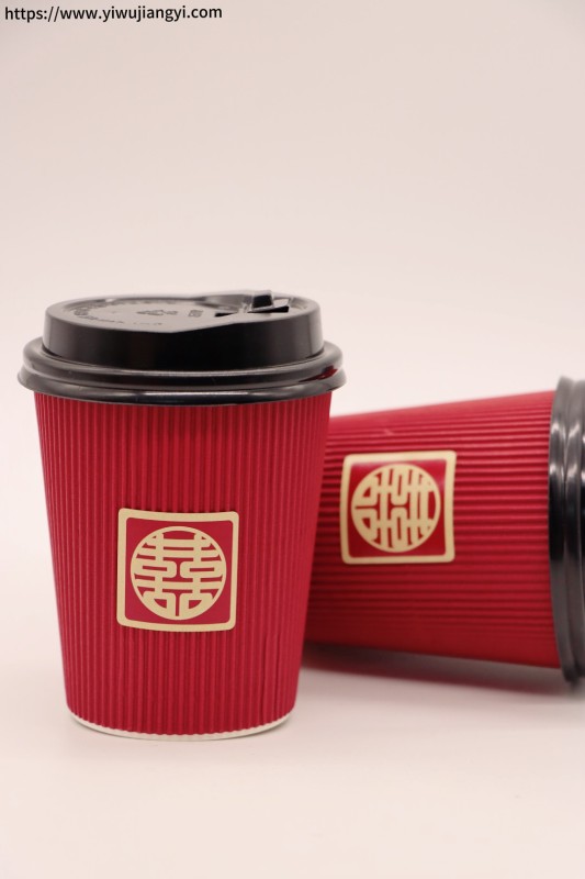 金喜红纹婚庆纸杯